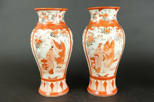 Paire vases japonais kutani - vases,